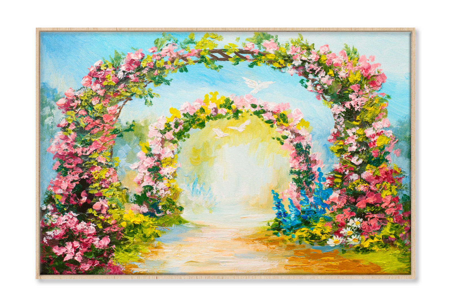 Floral Arch In The Summer Park Oil Painting Wall Art Limited Edition High Quality Print Canvas Box Framed Natural