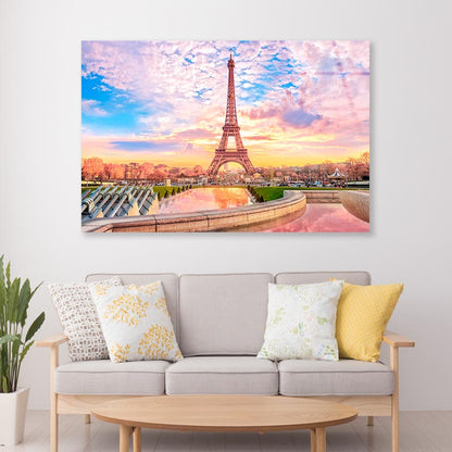 Eiffel Tower Is Reflected in A Pond Acrylic Glass Print Tempered Glass Wall Art 100% Made in Australia Ready to Hang