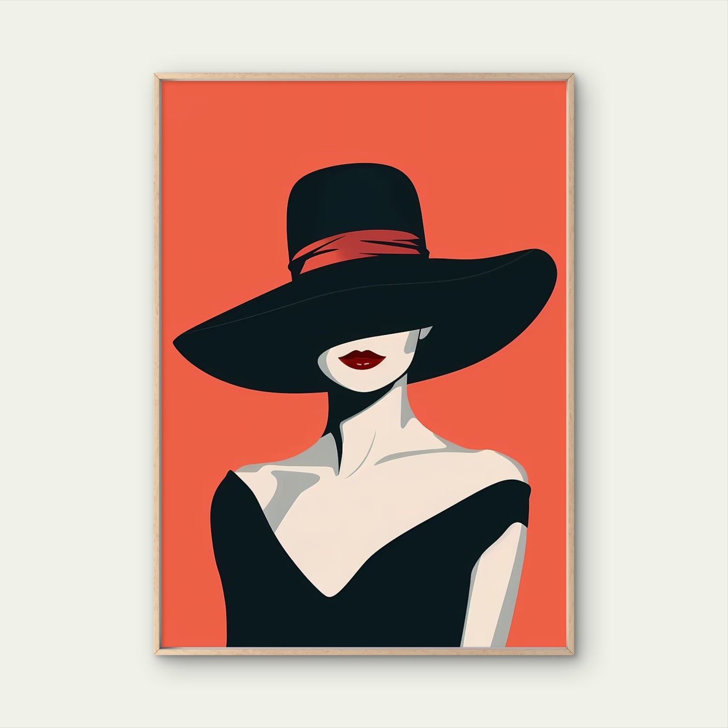 Elegant Lady Black Sun Hat Fashion Home Decor Premium Quality Poster Print Choose Your Sizes - Bella Home Decor