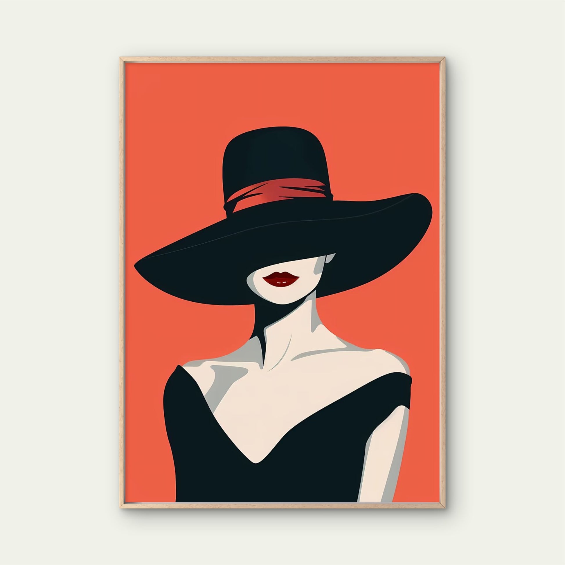 Elegant Lady Black Sun Hat Fashion Home Decor Premium Quality Poster Print Choose Your Sizes - Bella Home Decor