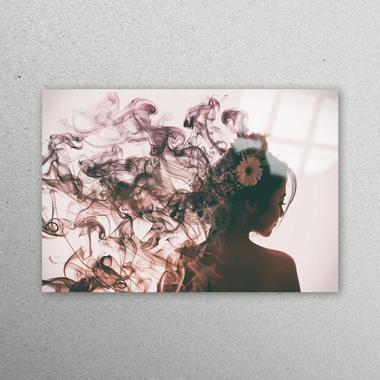 Woman Smoke Acrylic Glass Print Tempered Glass Wall Art 100% Made in Australia Ready to Hang