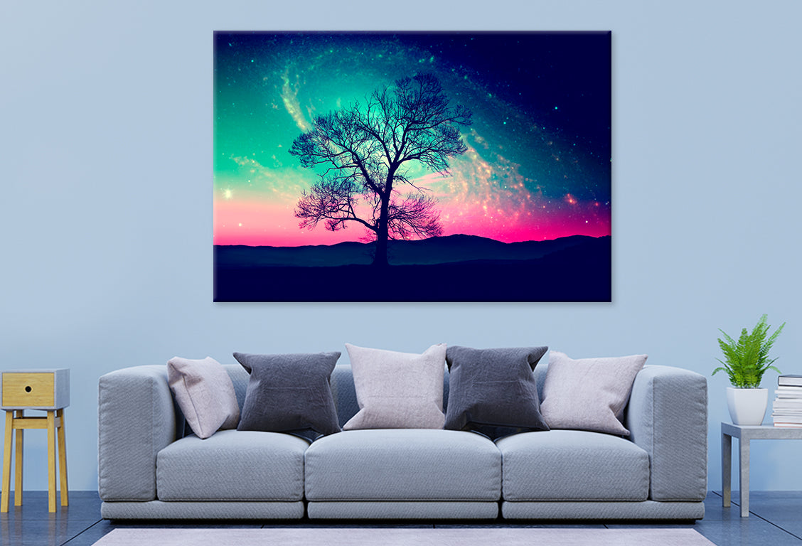 Red Alien Landscape Tree Stars  Wall Art Decor 100% Australian Made