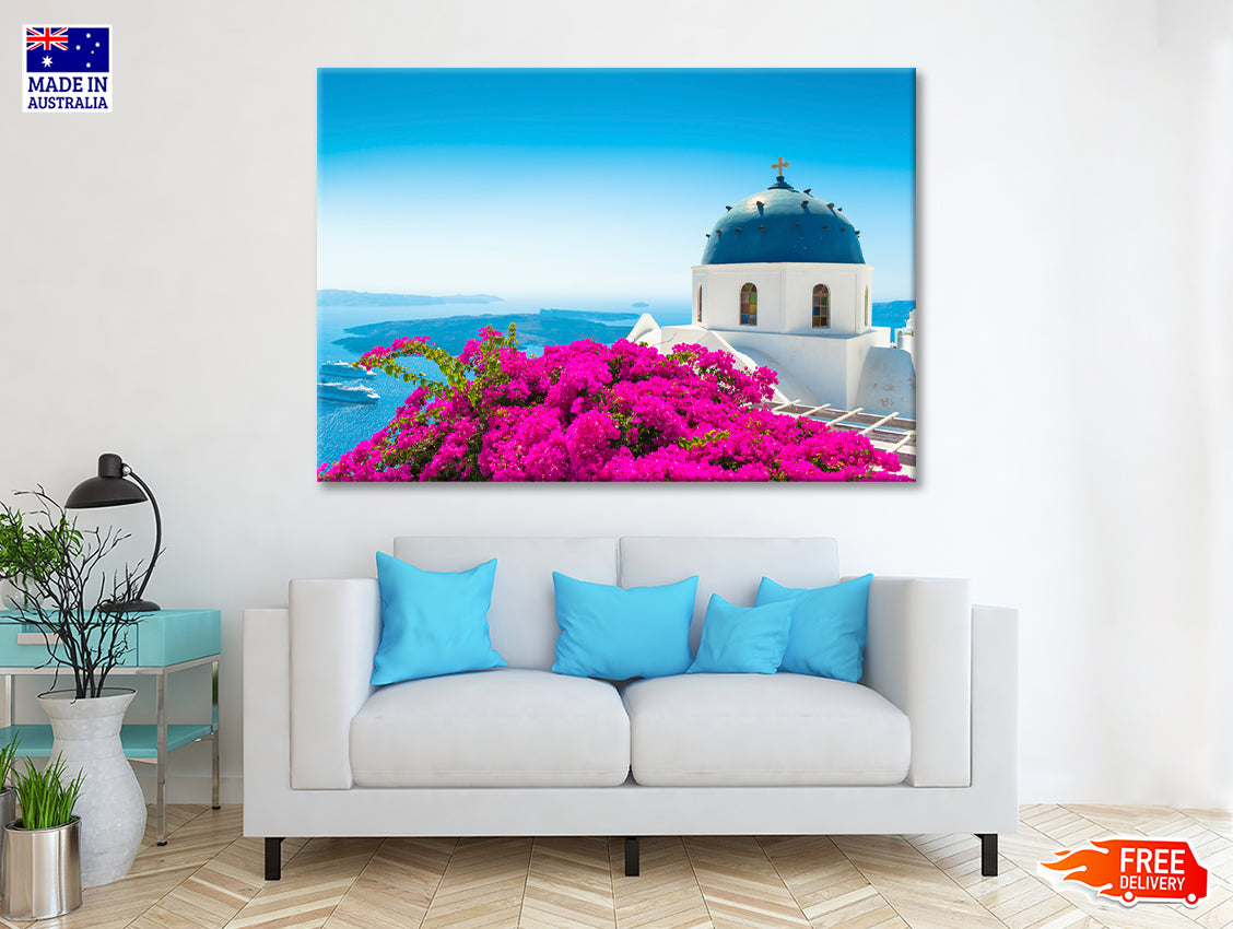 Pink Bougainvillea in Santorini Print 100% Australian Made