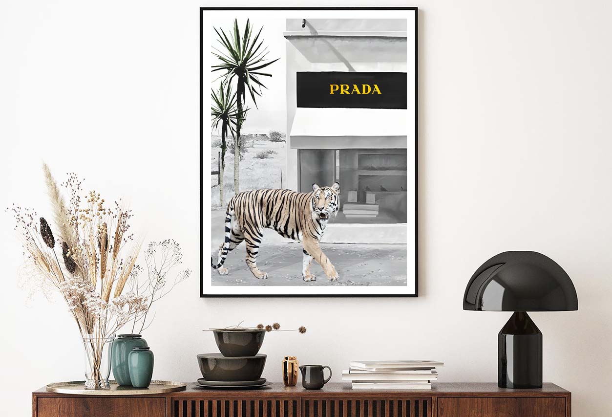 Tiger With Elegant Black and White Fashion Store Design Home Decor Premium Quality Poster Print Choose Your Sizes