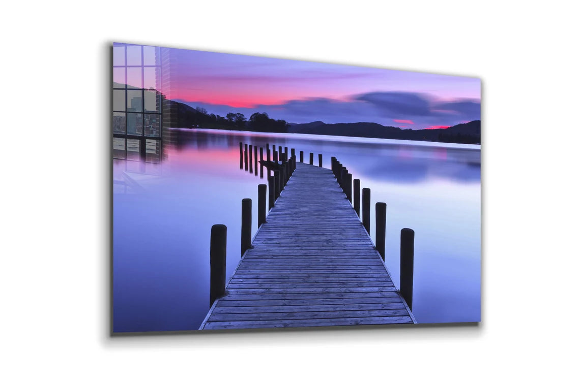 Pier Lake with Pink Sky UV Direct Aluminum Print Australian Made Quality