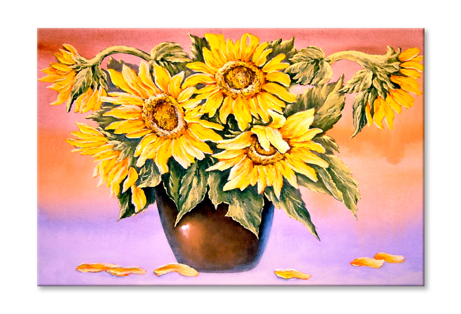 Sunflowers Vase Oil Painting Wall Art Limited Edition High Quality Print Stretched Canvas None