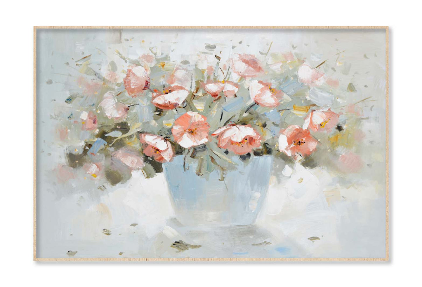 Pink Flowers, Modern Style, Painting Wall Art Limited Edition High Quality Print