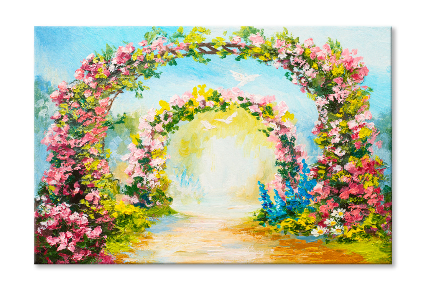 Floral Arch In The Summer Park Oil Painting Wall Art Limited Edition High Quality Print Stretched Canvas None