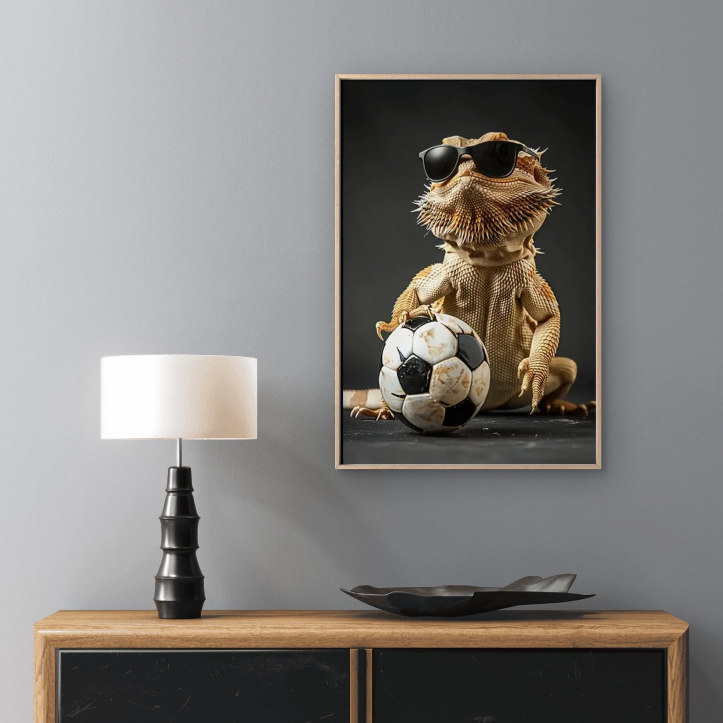 Chic Lizard with Fashion Glasses and Soccer Ball Fashion Home Decor Premium Quality Poster Print Choose Your Sizes
