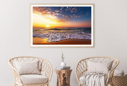 Beautiful Golden Sunset Over the Beach Home Decor Premium Quality Poster Print Choose Your Sizes