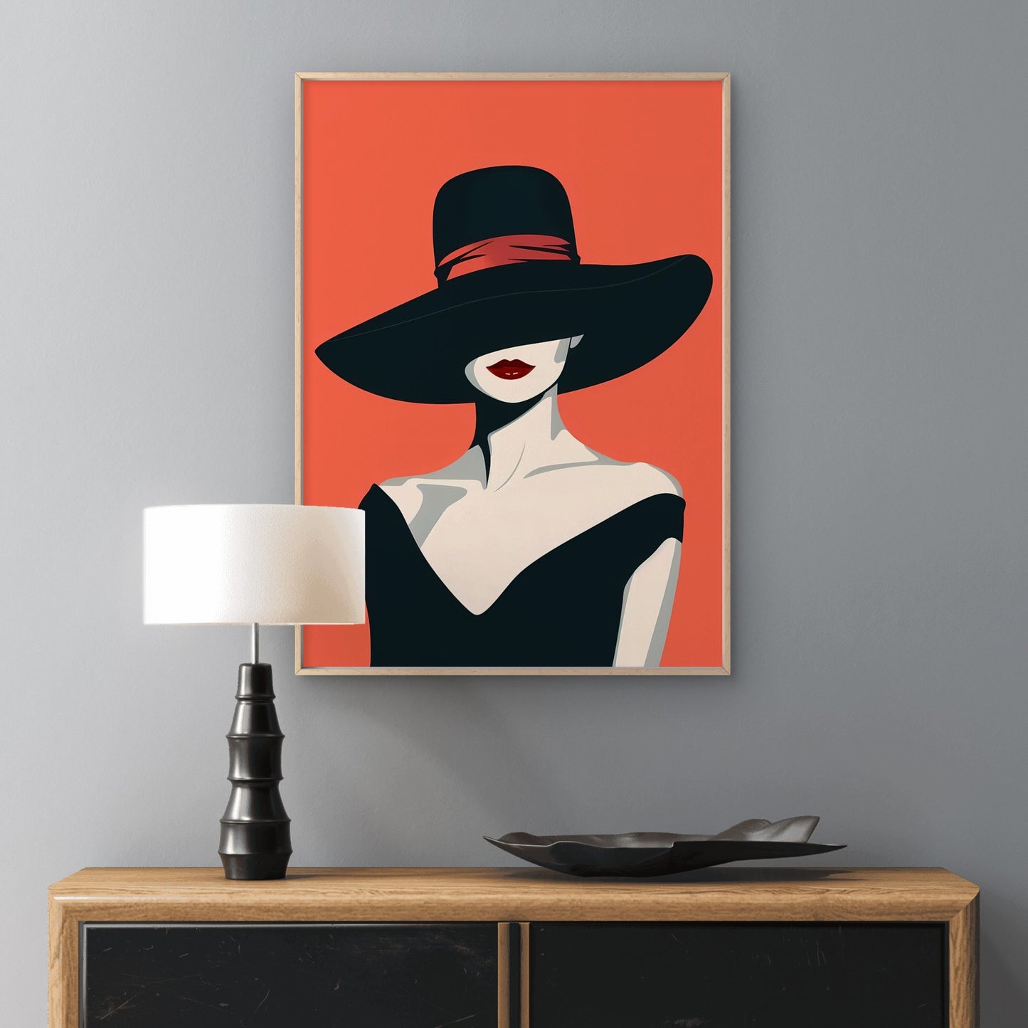 Elegant Lady Black Sun Hat Fashion Home Decor Premium Quality Poster Print Choose Your Sizes - Bella Home Decor