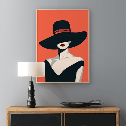 Elegant Lady Black Sun Hat Fashion Home Decor Premium Quality Poster Print Choose Your Sizes - Bella Home Decor