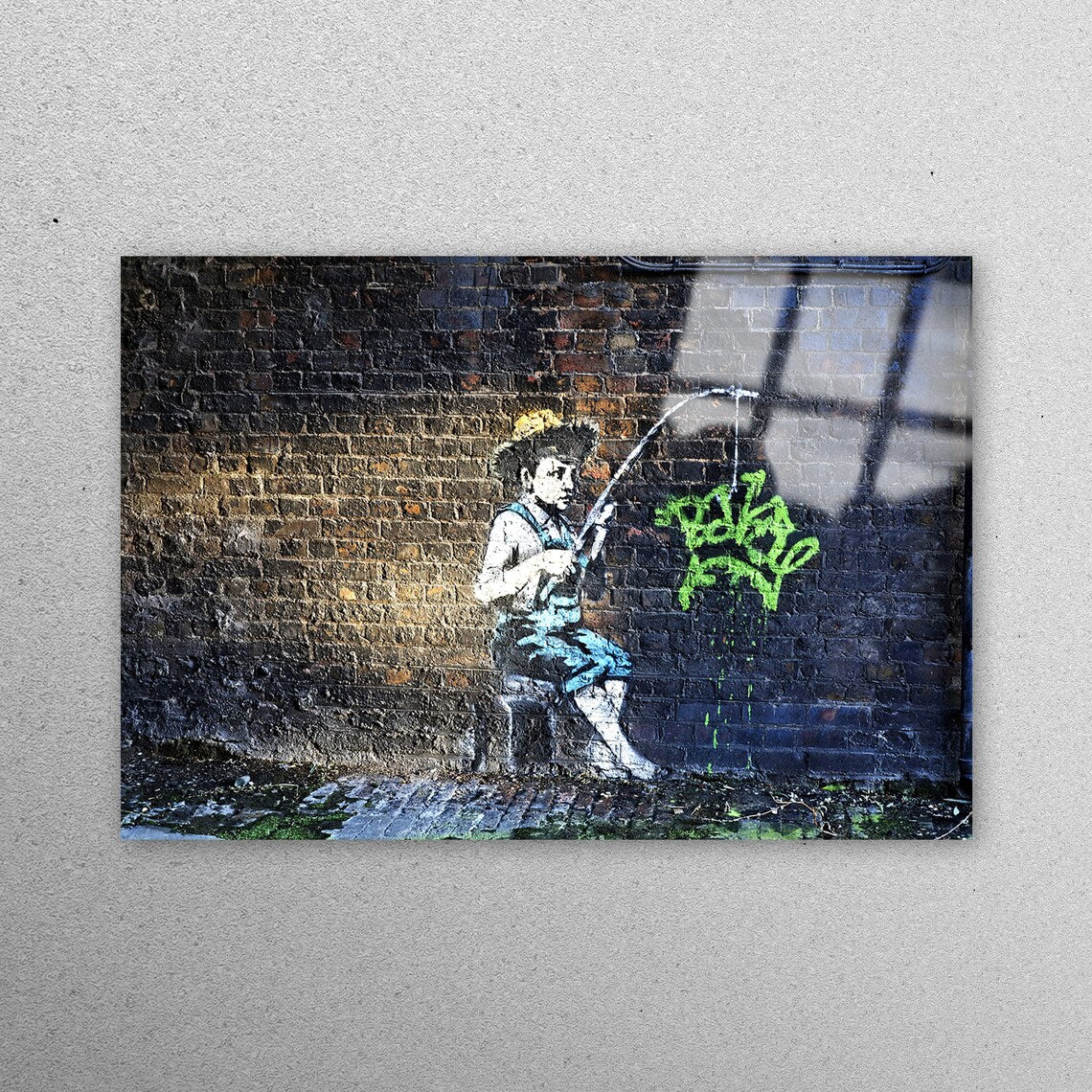 Banksy Fishing Boy Acrylic Glass Print Tempered Glass Wall Art 100% Made in Australia Ready to Hang