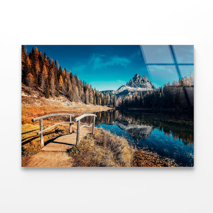 Scenic Autumn Landscape of Mountain Lake Antorno Acrylic Glass Print Tempered Glass Wall Art 100% Made in Australia Ready to Hang