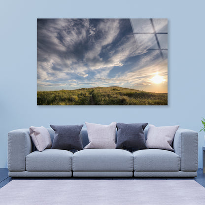 Sunset over a Grassland Trail Acrylic Glass Print Tempered Glass Wall Art 100% Made in Australia Ready to Hang