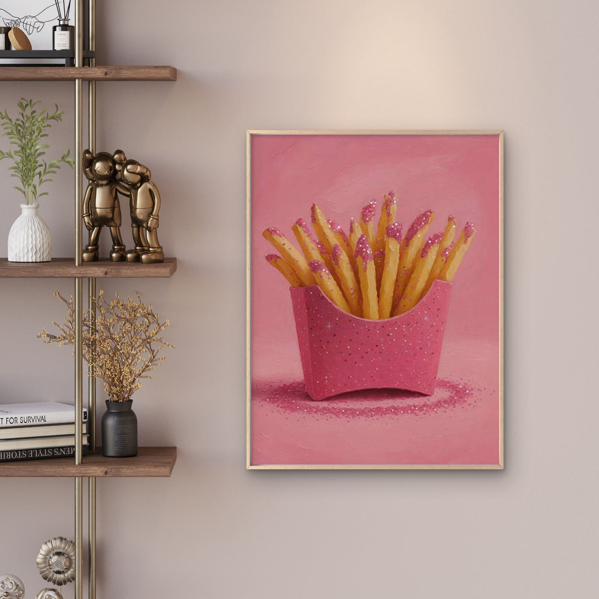 Pink Glittering French Fries Art Fashion Home Decor Premium Quality Poster Print Choose Your Sizes