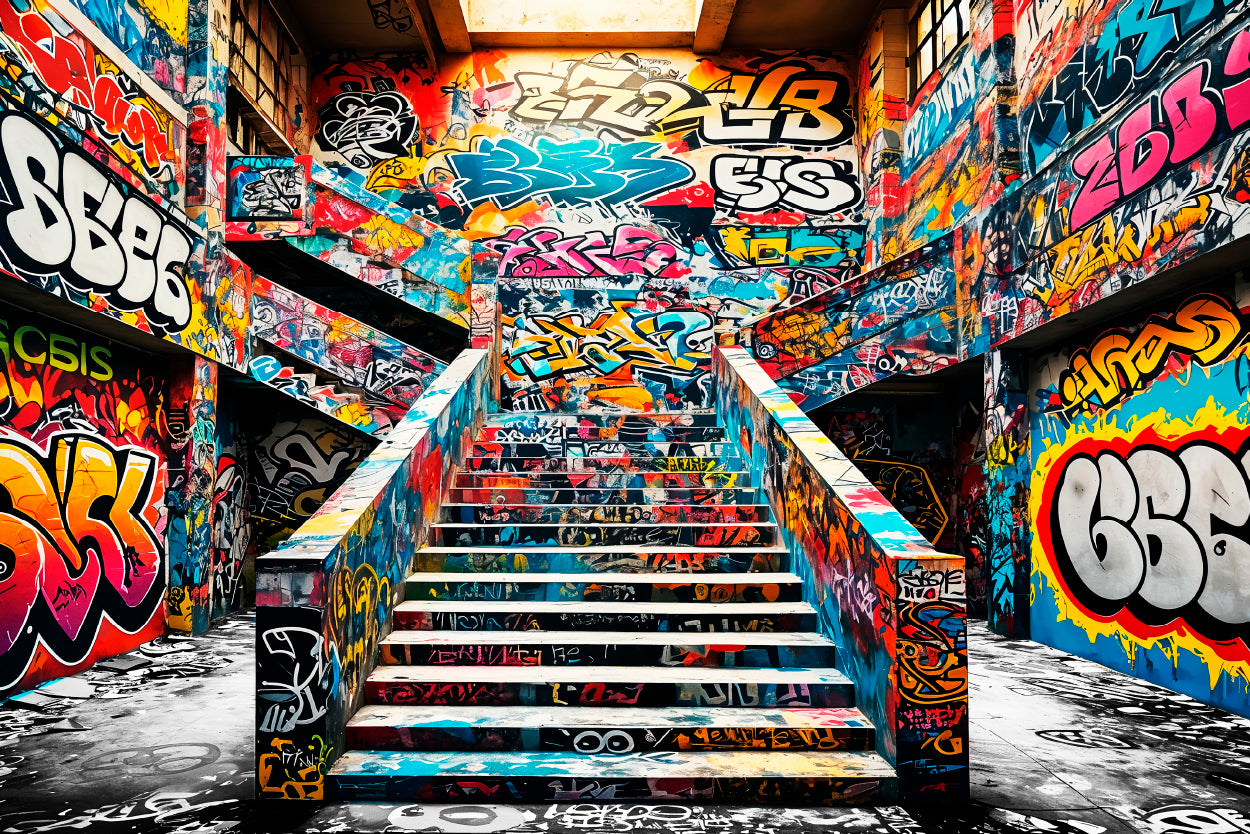 Modern Graffiti Painting Staircase Wall Art Decor 100% Australian Made