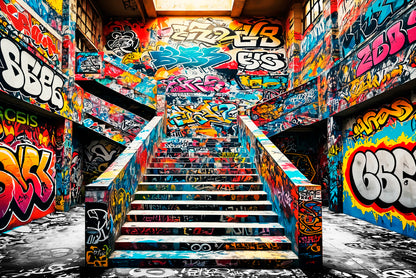 Modern Graffiti Painting Staircase Wall Art Decor 100% Australian Made