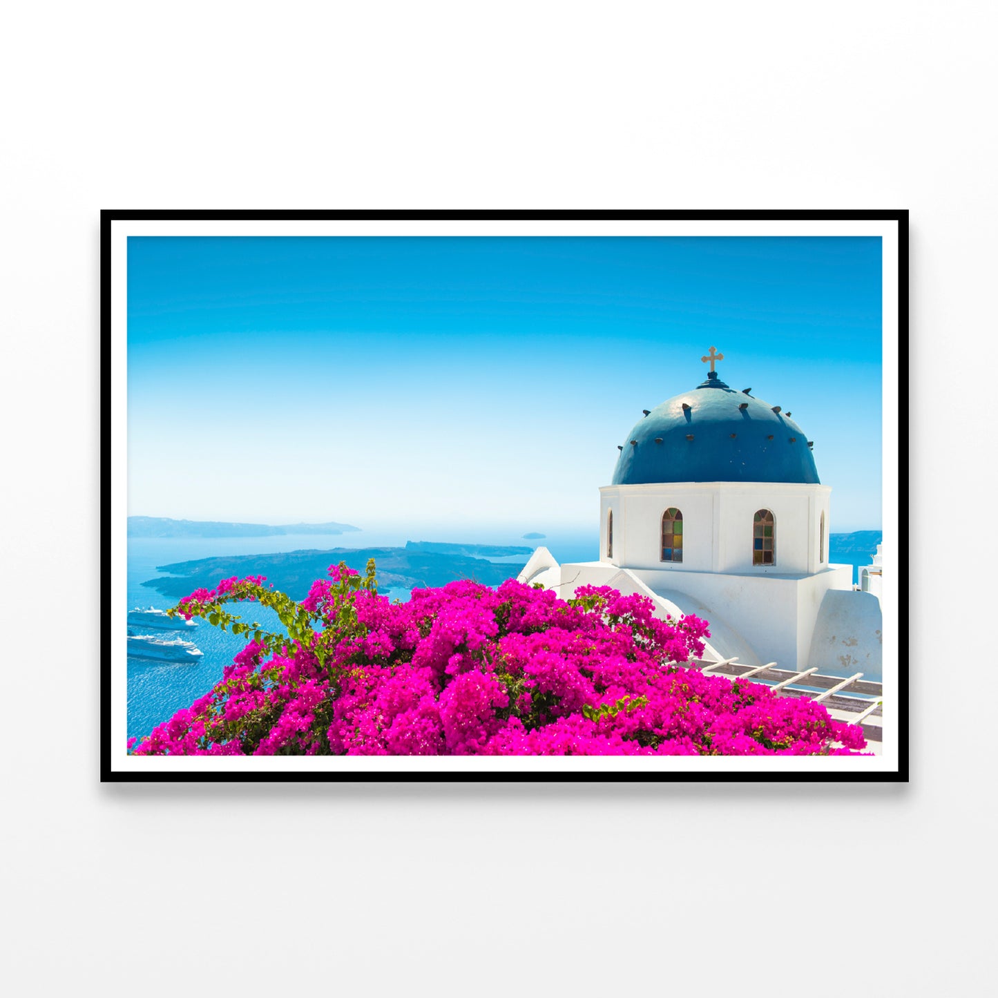 Pink Bougainvillea in Santorini Home Decor Premium Quality Poster Print Choose Your Sizes