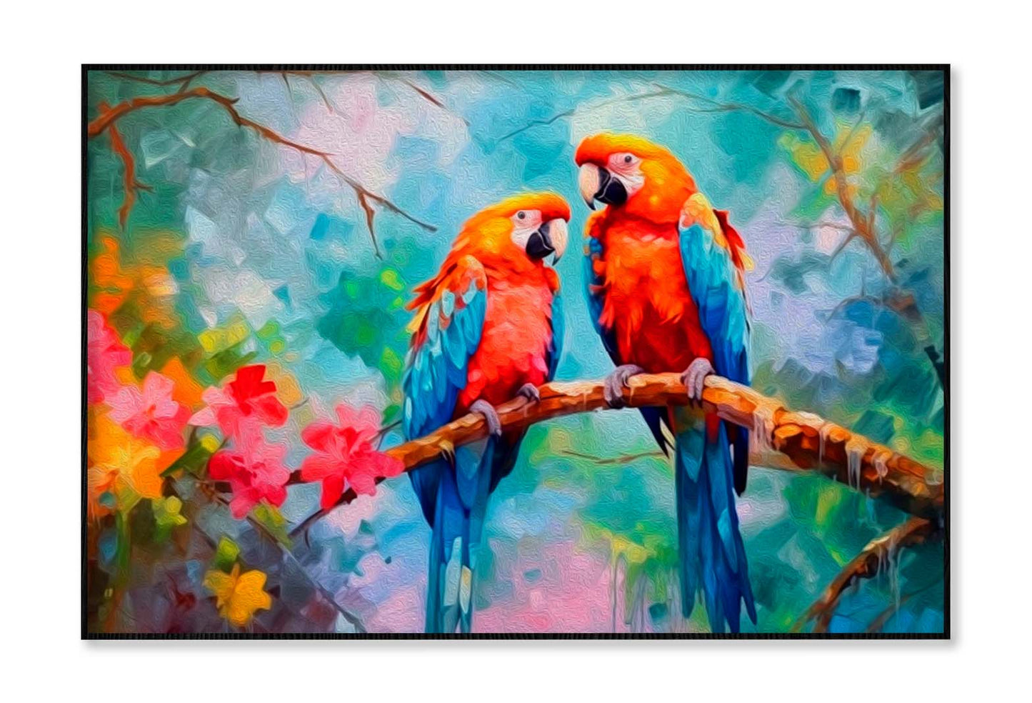 Watercolor Macaw On  Branch Wall Art Limited Edition High Quality Print