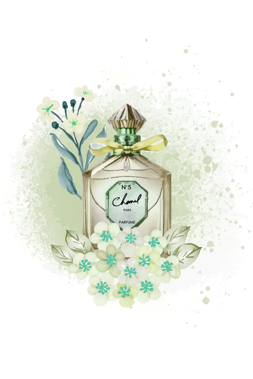 Green Colored Perfume with Flowers Print 100% Australian Made