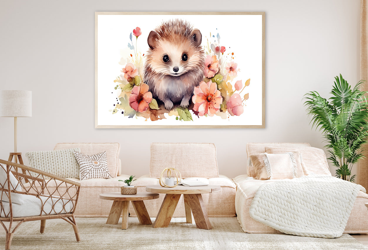 Small Mammal Surrounded By Flowers Home Decor Premium Quality Poster Print Choose Your Sizes