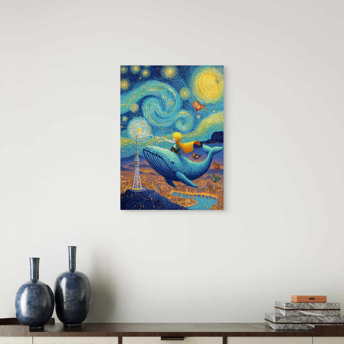 Starry Sky Whale Prince 40x60cm Metal Print Ready to Hang