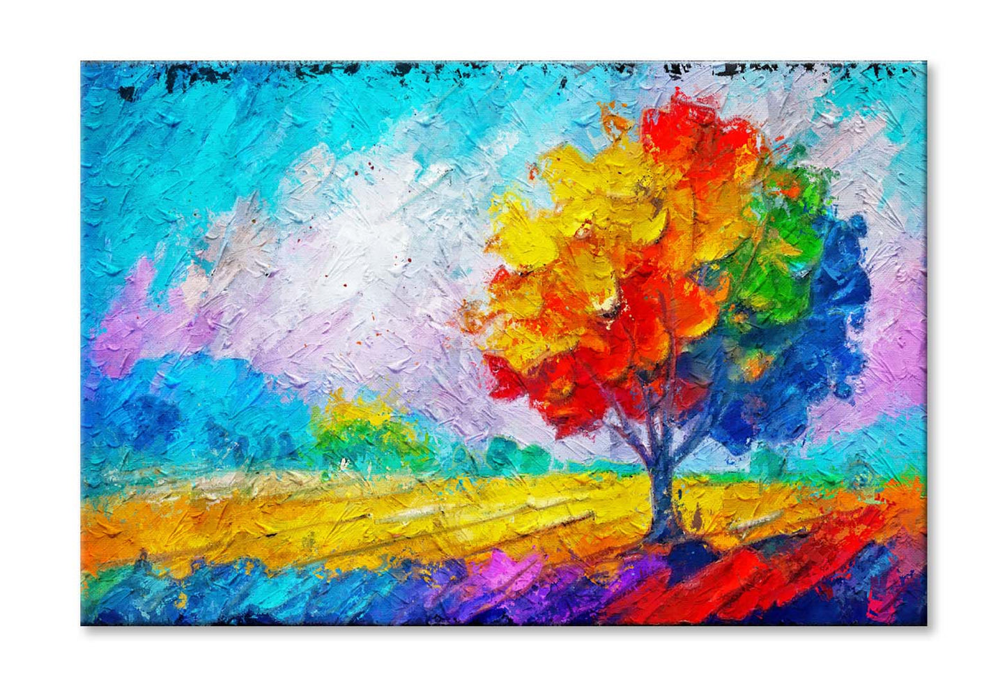 Semi Abstract Image of Tree, Field, Meadow Wall Art Limited Edition High Quality Print