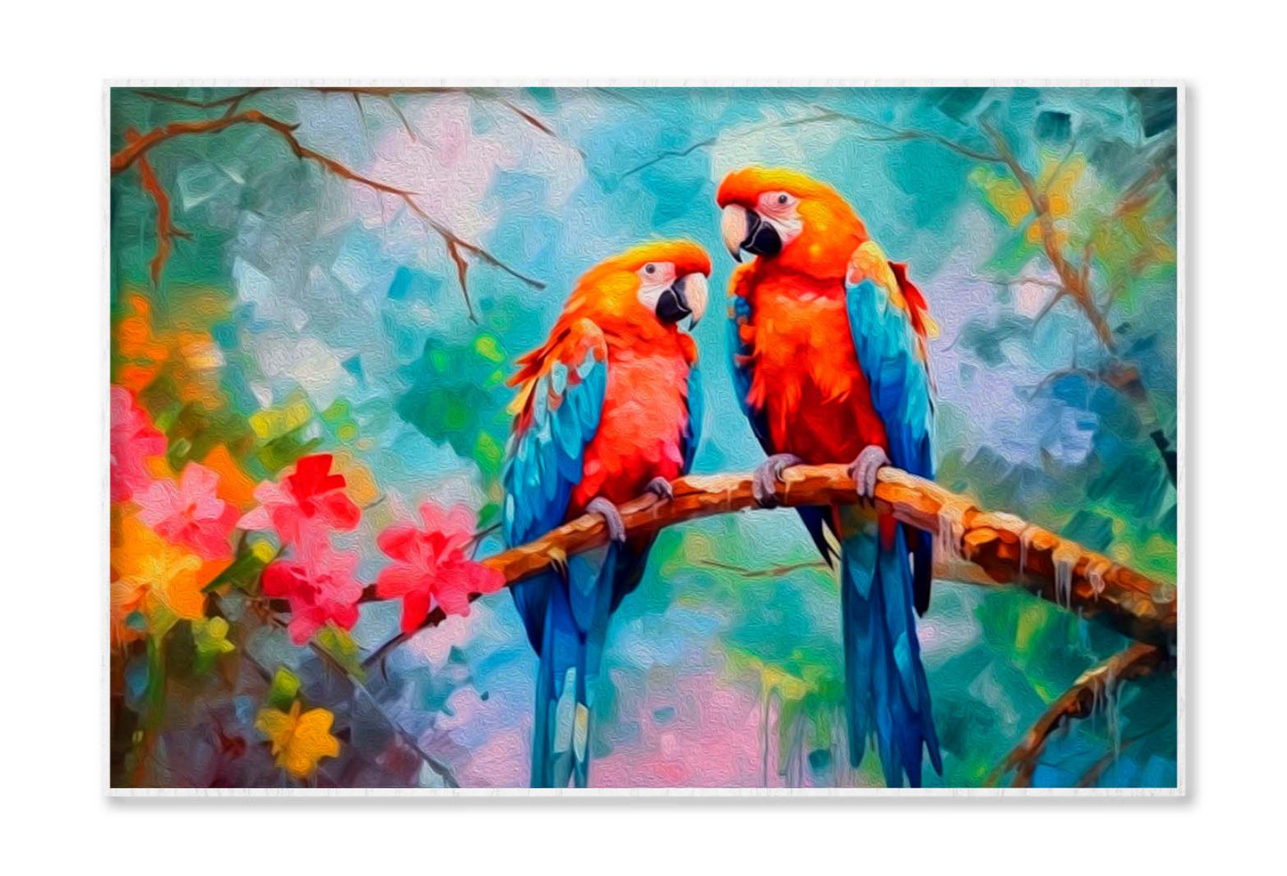 Watercolor Macaw On  Branch Wall Art Limited Edition High Quality Print