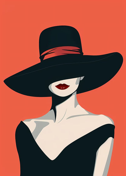 Elegant Lady Black Sun Hat Fashion Home Decor Premium Quality Poster Print Choose Your Sizes - Bella Home Decor