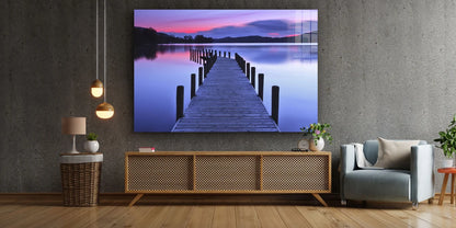 Pier Lake with Pink Sky UV Direct Aluminum Print Australian Made Quality