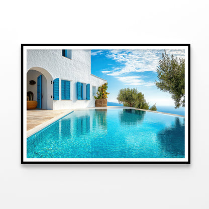 Swimming Pool, White House, Sky Home Decor Premium Quality Poster Print Choose Your Sizes