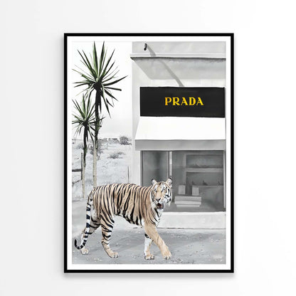 Tiger With Elegant Black and White Fashion Store Design Home Decor Premium Quality Poster Print Choose Your Sizes