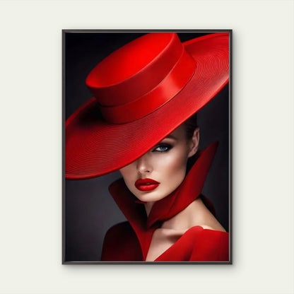 Modern Minimalist Red Top Hat Woman Fashion Home Decor Premium Quality Poster Print Choose Your Sizes