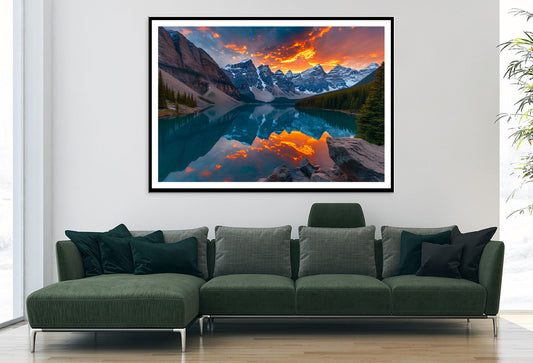 Colorful Sunrise View of Moraine Lake & Mountains Home Decor Premium Quality Poster Print Choose Your Sizes