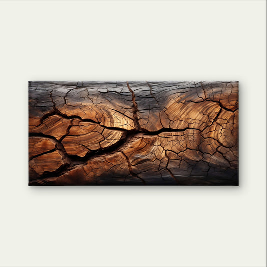 Cracked Tree Bark Wood Texture Natural Close Up Wall Art Canvas Office Home Framed 120x60cm