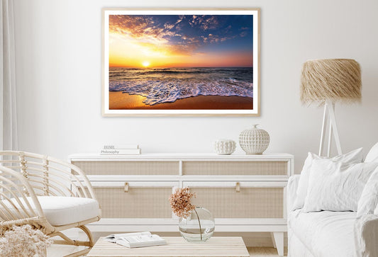 Beautiful Golden Sunset Over the Beach Home Decor Premium Quality Poster Print Choose Your Sizes