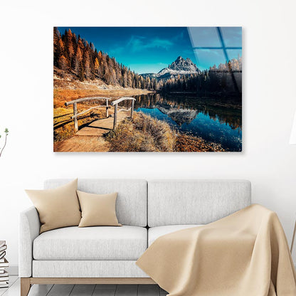 Scenic Autumn Landscape of Mountain Lake Antorno Acrylic Glass Print Tempered Glass Wall Art 100% Made in Australia Ready to Hang