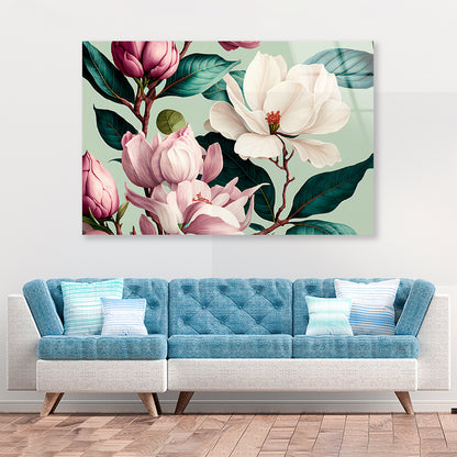 Floral Watercolor Pattern Acrylic Glass Print Tempered Glass Wall Art 100% Made in Australia Ready to Hang