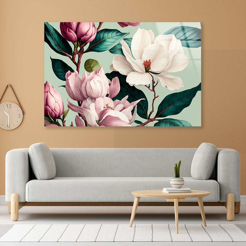 Floral Watercolor Pattern Acrylic Glass Print Tempered Glass Wall Art 100% Made in Australia Ready to Hang