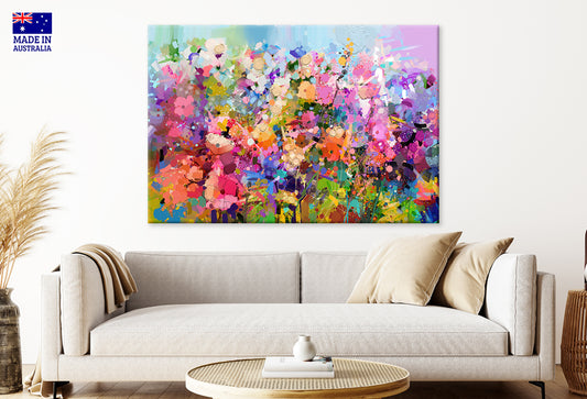 Painting of Spring Flower Brush Stroke Abstract Wall Art Decor 100% Australian Made