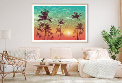 Sky and Palm Trees with Sunset Home Decor Premium Quality Poster Print Choose Your Sizes