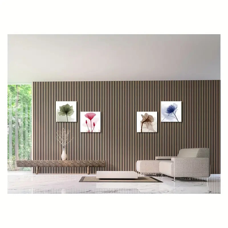 4pcs Featuring Flickering Flowers Wall Art Canvas Framed