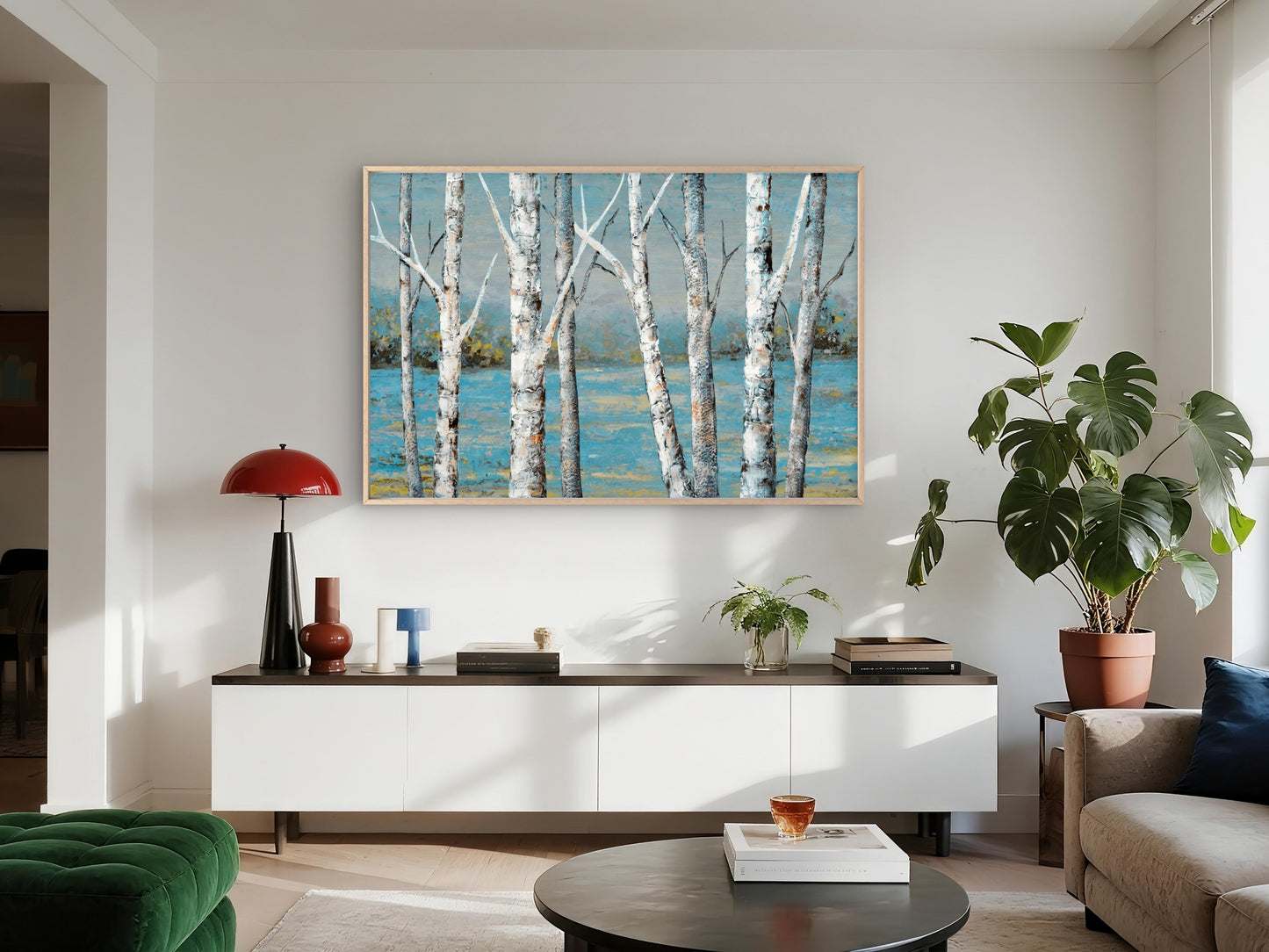 Stunning White Trees Reflecting on Lake Wall Art Decor 100% Australian Made