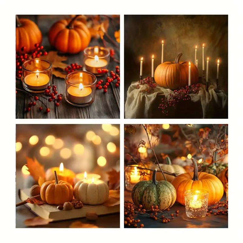 4pcs Festivals Poster, Pumpkin Wall Art Canvas Framed