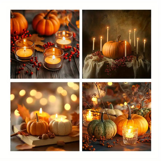 4pcs Festivals Poster, Pumpkin Wall Art Canvas Framed