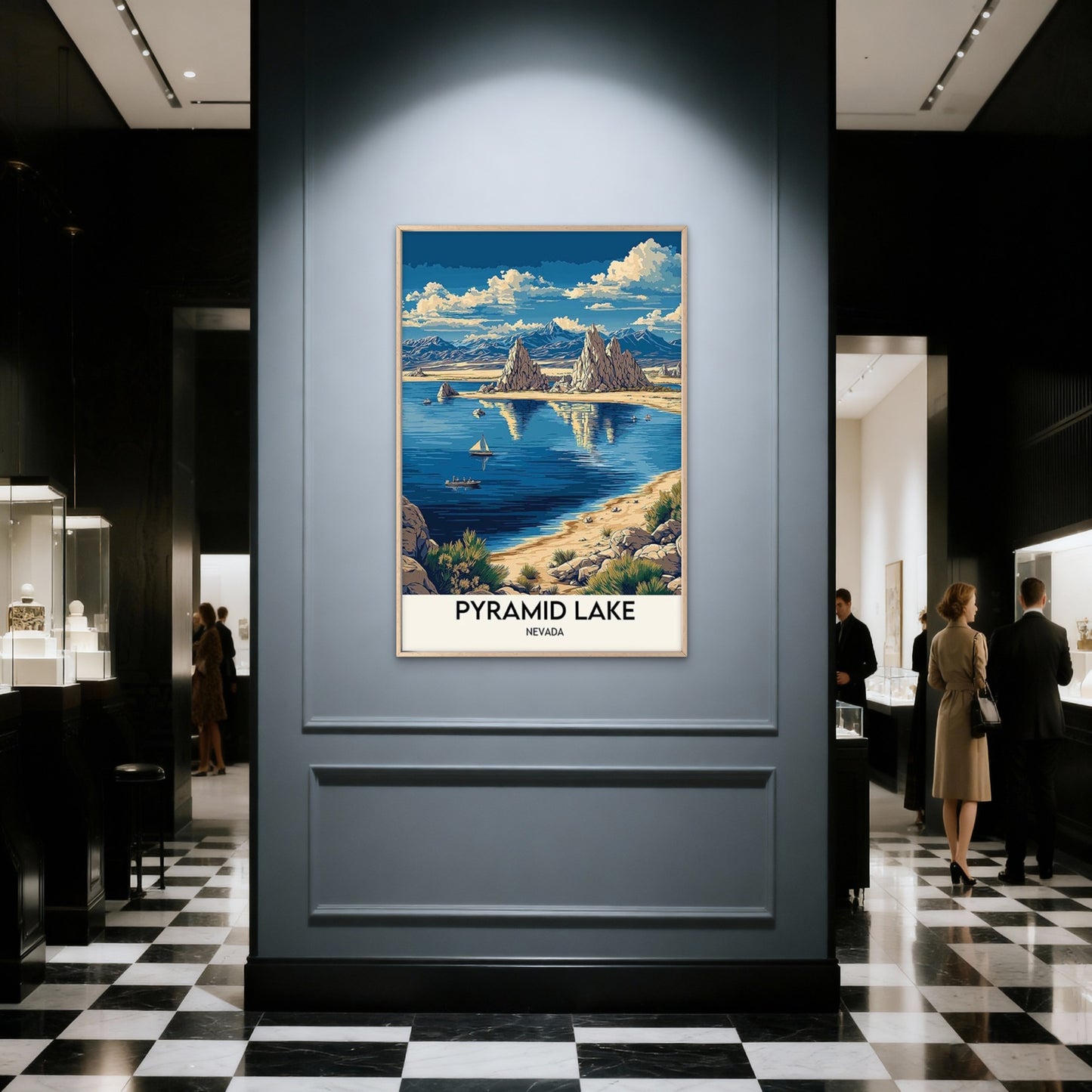 Pyramid Lake Nevada Waters & Sailboats Vintage Travel Poster Print Wall Art