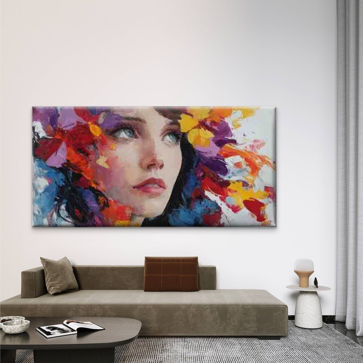 Women Eye Abstract Splatter Wall Art Canvas Office Home Room Framed 120x60cm