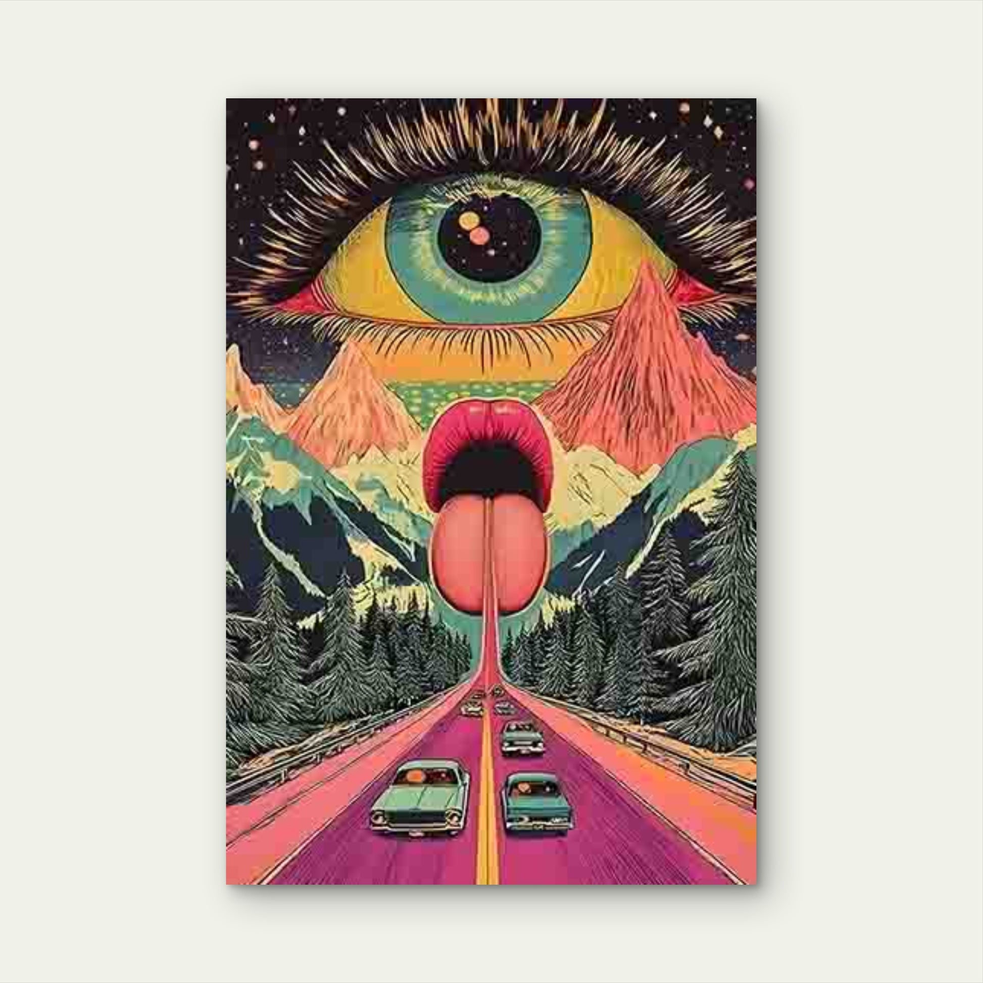 Giant Eye Over Mountain Landscape 60x90cm Metal Print Ready to Hang - Bella Home Decor