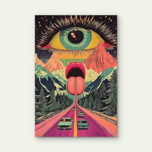 Giant Eye Over Mountain Landscape 60x90cm Metal Print Ready to Hang - Bella Home Decor